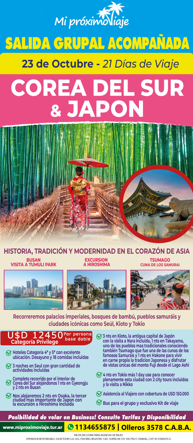 SALIDA GRUPAL COREA DEL SUR & JAPON - 23 de OCTUBRE !!!
